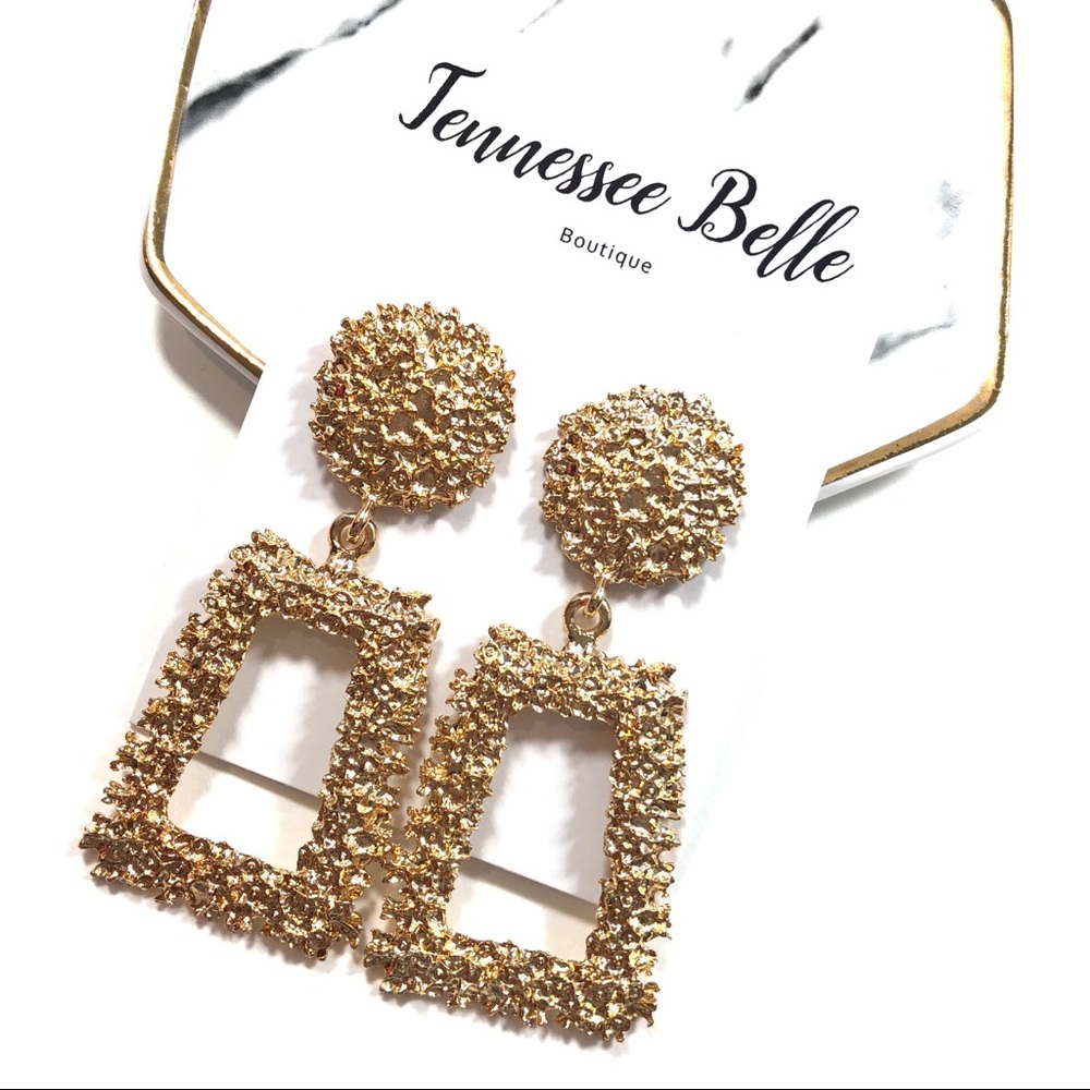 *Gold Door Knockers Shiny Boutique Earring Studs